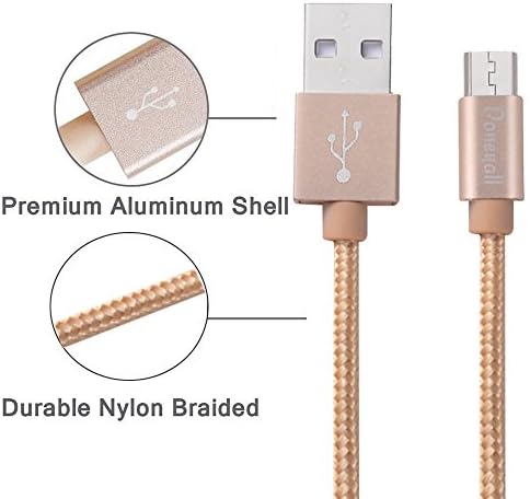 Micro USB Cable,Doneyall (3ft/1M) Long Premium Nylon Braided Android Tangle-free USB 2.0 A Male to Micro B Andriod Charger Cord For Samsung Galaxy S7/S7 edge,HTC,LG,Sony,and more (Gold)