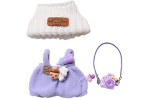 MINGSOLDIER 17cm Doll Clothes Suitable for 17cm labubu Dolls Accessories Sitting 1hat+1romper+1Camera Backpack no Doll