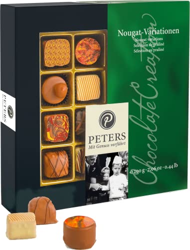 Peters Mit Genuss Verführt | Nougat-Variationen | Alkoholfrei | Ohne Alkohol | Hochwertige Pralinen | Pralinés | Schokolade | Haselnuss | Geschenk | Made In Germany | 200G