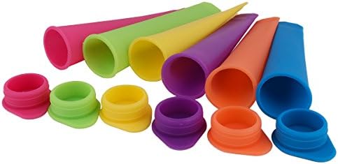 Set of 6 Summery Color Durable Silicone Ice Pop Maker Popcicles Tray Jelly Lolly Molds with Lids BPA Free DIY Tools