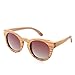 Arctic Penguin Polarized Round Sunglasses for Women Handmade Walnut Wood Glasses Vintage Mens Sun Shade with Bamboo Case UV400 (Wooden, Tea)