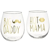 Fifth Avenue Crystal Big Daddy/Hot Mama Stemless Glasses (Set of 2), Clear