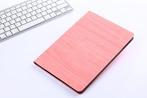 Neway 2 in 1 Ultra Thin Leather Folio Wood Case with HD Screen Protector for Apple iPad Air - Pink
