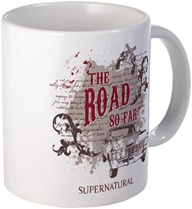 11 ounce Mug - SUPERNATURAL The Road red Mug - S White "