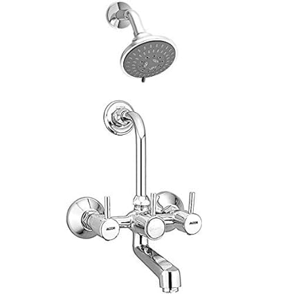 ALTON GRACE 3815 Brass Wall Mixer With Provision For Over Head Shower and 125mm Long Bend Pipe With Over Head Shower Set (Chrome)