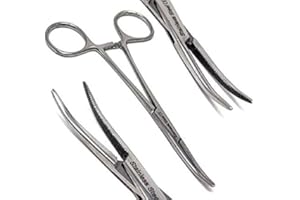 Chrome Fully Serrated Hemostat Forceps 5" Curved Pliers Stainless Steel