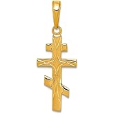 JewelryWeb 14k Yellow Gold Solid Polished Orthodox Religious Faith Cross Pendant Necklace 19x11mm Pendant for Women