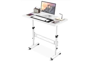 Amztabler Small Standing Desk Adjustable Height, Mobile Stand Up Desk with Wheels, 32 Inch Portable Rolling Desks for Walking
