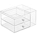 mDesign Office Supplies Desk Organizer for Scissors, Pens, Markers, Highlighters, Tape - 2 Drawers & Caddy, Clear