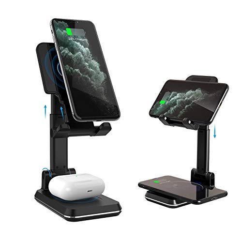 Wireless Charging Phone Stand, Dual Foldable Wireless Charger Stand 10W