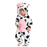 Abolai Unisex-Baby Flannel Onesie Winter Romper Animal Pajamas Jumpsuit Outfits Kids Cow 100