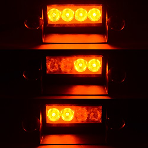 Amber 4 LED Hazard Warning Flashing Strobe Light With Suction Cup
