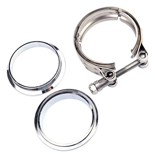 ESPEEDER 2.5" Inch 304 Stainless Steel V Band Clamp with Mild Steel Male Female Flanges Kit for Turbo Downpipes Exhaust Systems - Thumbnail 5