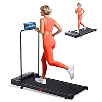 SUOUER Walking Pad with Handle Bar, Compact Portable Walking Pad Treadmills for Home/Apartment with Handles, 3.0HP Small Electric Treadmill for Small Space, 0.6-7.6MPH, 350LBS
