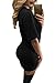 Dearlovers Womens Lace Up Front Half Sleeves Casual Loose Tshirt Dress Medium Black