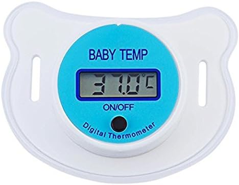 baby thermometer mouth,Baby Pacifier Thermometer Portable LCD Digital With Protective Storage Cover Safety Health Nipple (Blue)