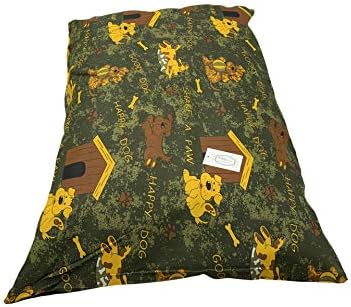 Trading Innovation Dog Bed Supplies Removable Zip Cover with Inner Cushion | Soft & Cosy Cushion | Cute Design | Easy Clean & Machine Washable Pet Bed Pillow with Cover (Extra Large, Green Happy Dog)