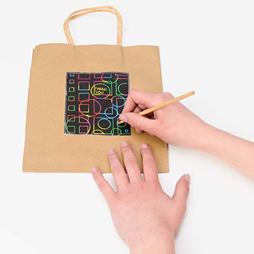 24 Brown Kraft Paper Gift Bags with Scratch Paper Panel for Customization, Tissue Paper Included! Unique Bulk Paper Bags with Handles are Great as Small Gift Bags, Party Favor Bags & Kraft Paper Bags