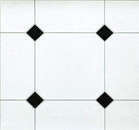 4 Vinyl Floor Tiles White Tiles With Black Diamond Self Stick Amazon Co Uk Kitchen Home