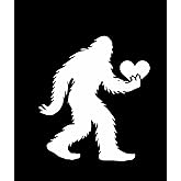 Bigfoot Heart Shape Love Sasquatch Hairyman Creature Quote Window Laptop Vinyl Decal Decor Mirror Wall Bathroom Bumper Stickers for Car 6 Inch
