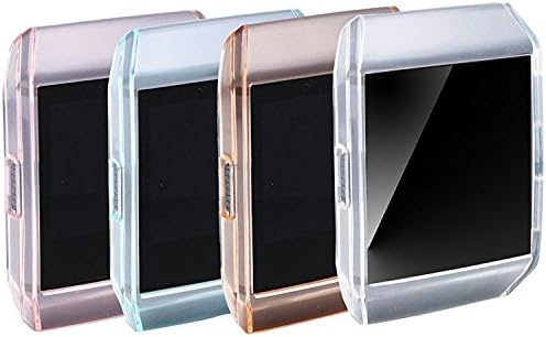 Fitbit Ionic Case Protector,Soft TPU Protective Case Cover for Fitbit Ionic Smart Watch Frame Accessories [4 Color Pack] Crystal Clear + Pink + Blue + Orange