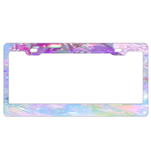 huizehonghong Customized License Plate Frame, Bling Car Licenses Plate Covers Aluminum License Plates Frames 2 Holes Powder Coated Plate Cover Frame - Purple Holographic Opal