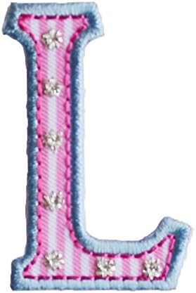 TrickyBoo Iron-On Letter Patch Craft Applique L Pink Blue 5Cm For Clothing Fabric Names Crafts Jeans To Iron On Toddler Gift Baby Birth Christening Baptism Birthday Personalized Diy Hobby Craft Embro