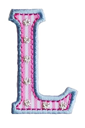 TrickyBoo L 5cm hoch rosa blau Aufbügler Patch Buchstabe Stoff Dekoration zum Aufbügeln auf Bügelbar Baumwolle Baby Applikati