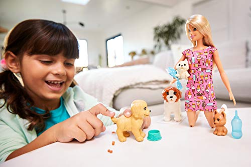Barbie FXH08 - Hundesitterin, blond, Spielset mit 4 Hunden, mit einem Häufchen machenden und einem PIPI machenden Hund, mit Farbwechsel-Papier +mehr, Geschenk für Kinder im Alter von 3 bis 7 Jahren – Bild 3