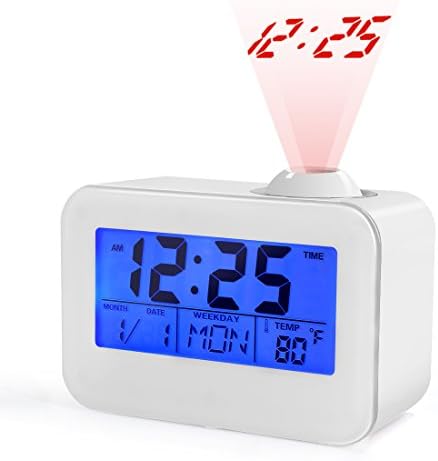 USCVIS Alarm Clock Digital Projection Alarm Clock with LCD Display/Snooze/Temperature/Week/Date Display for Bedrooms