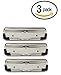 Value Pack of 3 Heavy Duty Low Profile Clipboard Clips with Rubber Feet, Holds Half inch of Paper, Made in USA (1800)
