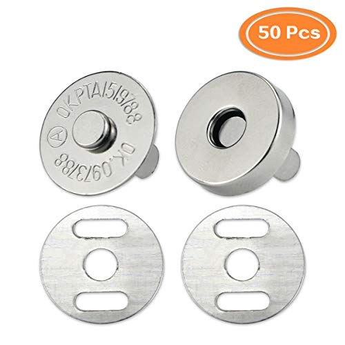Faxco 50 Sets 18mm Magnetic Button Clasp Snaps(Silver), Magnetic Button Clasp Snaps for Sewing, Craft, Purses, Bags, Clothes, Leather - Thumbnail 6