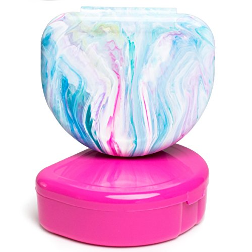 Elegancia Orthodontic Retainer Case 2pk Designer Marble Colors, Cotton Candy Time