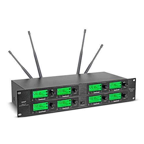 Wireless Microphone System 8 Channel Pro Audio UHF 8 Lavalier Bodypacks 8 Lapel Mic 8 Headsets For Karaoke System Church Speaking Conference Wedding Party 3 Year Warranty