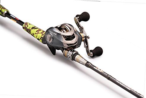 Cemreo FireMoon Baitcasting Rod Reel Combo 2pcs 6'9" 7'9" Left / Right Handed (Golden, 7'9")