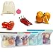 Reusable Silicone Food Storage Bags -2xLarge 1500ml, 4xMedium 1000ml, free freezer Bags,with 2 bonus gift, Leakproof, Dishwasher Safe, Microwave Freezer, Maintain Freshness and Food Quality