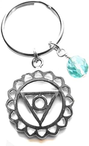 5th Chakra Throat Vishuddha Chakra Symbol and Turquoise Color, Keychain Key Chain Bag Charm Zipper Pull