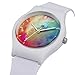 ZEIGER KW024 Kids Children Young Teen Girls Women Watch with Cool Starry Dial Silicon Band (White)