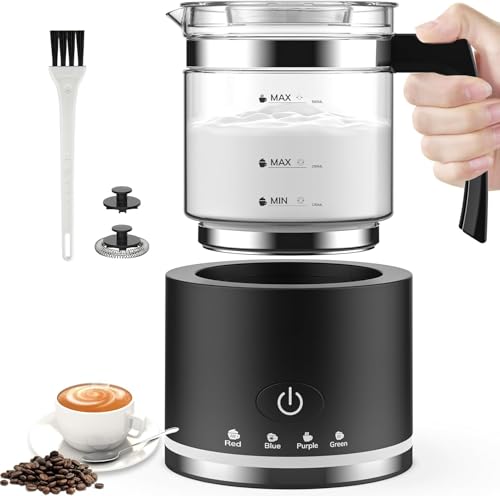 Ctoby Electric Milk Frother,Cold Foam Maker 16.9oz/500ml Frother, for Hot Chocolate Latte Cappuccino Macchiato Matcha,6 Functions,Enjoy Perfect Milk Froth in 2 Min (Black-Stainless Steel)