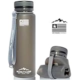 MANLYCAMP REAL. TOUGH. GEAR. Achelous Collapsible Water Bottle - 22 Oz - BPA Free Silicone - for Hiking, Camping, Gym & Travel