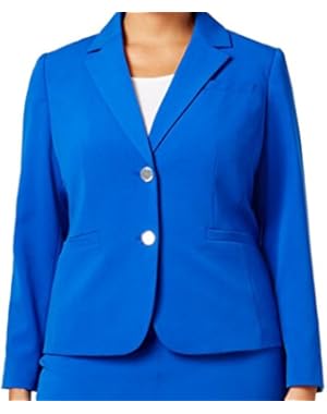 Calvin Klein Women's Plus Notch Collar Blazer Blue 22W