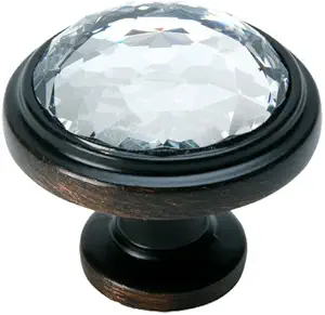 Cosmas 5317ORB-C Oil Rubbed Bronze Cabinet Hardware Round Knob with Clear Glass - 1-1/4