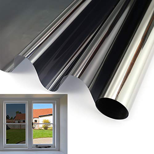Blackout Reflective Window Film - 100% Light Blocking Static Cling, Heat Control Anti UV Window Tint for Privacy, Home Security, Heat Rejection and Day Sleeping (78.5 x 15.5 inch)