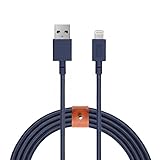 Native Union BELT Cable XL - 10ft Ultra-Strong Reinforced [Apple MFi Certified] iPhone / iPad Lightning to USB Charging Cable with Leather Strap (Marine)