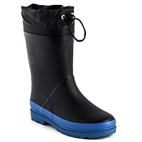 Zefani Kids Waterproof Rubber Rain Boots for Girls, Boys & Little/Big Kids with Fun Prints & Buckle Black/Blue 5 M US Big Kid