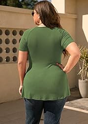 TIANZHU Women'S Plus Size Dressy Black Tops Wrap