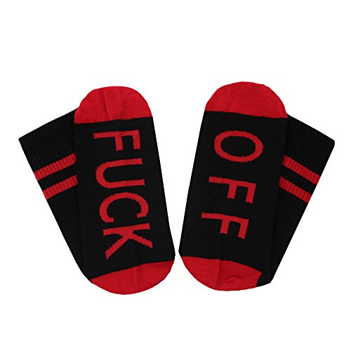 Socks FUCK OFF Ribbed Knit Half Crew Socks Fall Winter Ferbia Unisex Embroidery Swear Word Curse Printed Stockings