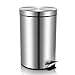 malmo Round Step Trash Cans with Lids, Brushed Finished Stainless Steel Waste Bins (3L)