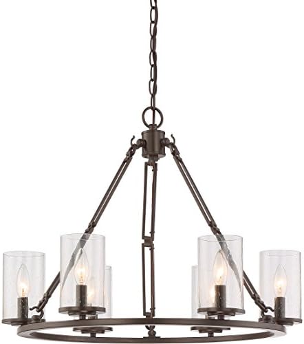 Quoizel BCN5006WT Buchanan Ring Chandelier, 6-Light, 360 Watts, Western Bronze (20" H x 25" W)