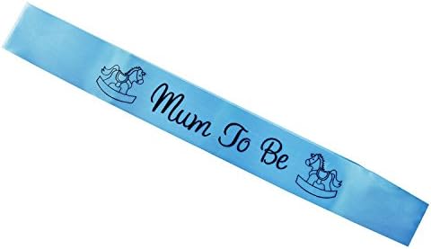 Mum To Be Sash, Baby Shower Decorations Gifts For Boy or Girl, Maternity, Pregnancy Sash For Newborn Party Celebration Supplies, Blue Satin With Black Lettering